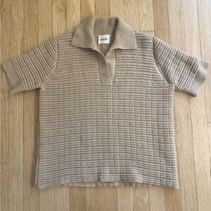 KHAITE Tan Ribbed Knit Sweater - S - like new